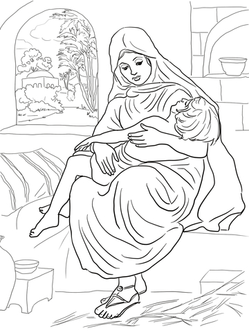 Shunammite Woman And Her Son Coloring Page